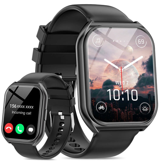 1.85-Inch Smart Watch for Men Women IP67 Waterproof Sports Smart Watch for Android Black