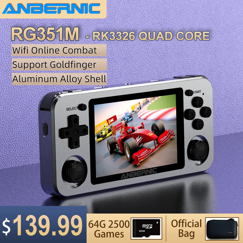 RG351M RG351P Retro Video Game Console Aluminum Alloy Shell 2500 Game Portable Console RG351 Handheld Game Player