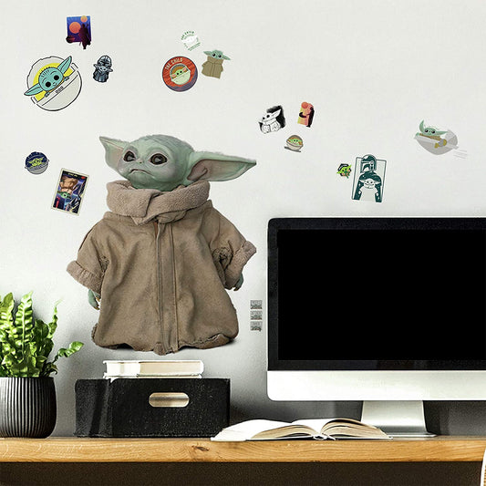 RMK4477SCS the Mandalorian the Child Peel and Stick Wall Decals, Green/Tan/White